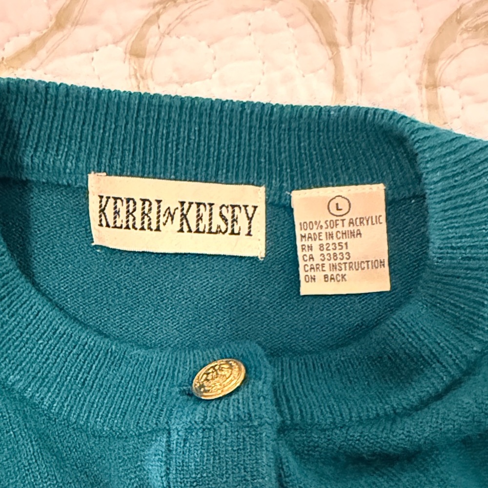 Vintage 90s Kerri N Kelsey Green Cardigan Sz L(M) - Picture 8 of 8